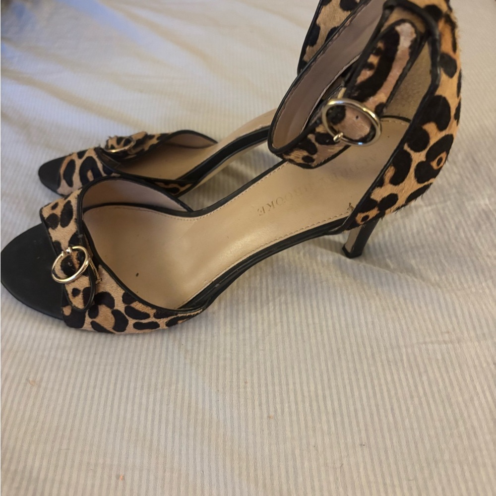 Audrey Brooke Leopard Print Heels with Ankle Strap